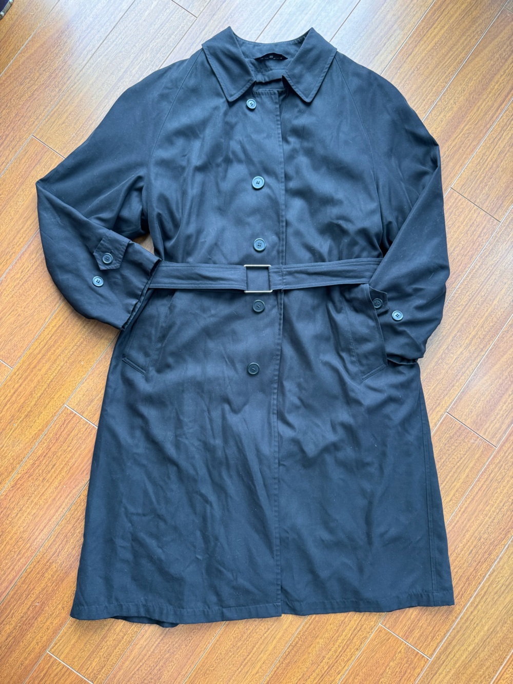 Weatherproof Vintage Black Men's Trench Coat with Self-Tie Belt 40s